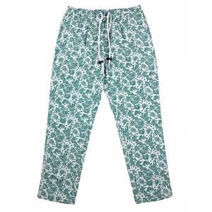 Mens Pants Joggers Green White Floral Drawstring Loose Harem Casual Beach Medium